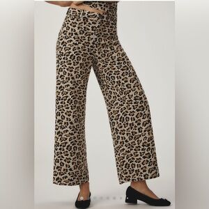 Anthropologie’s Mauve The Ettie high-rise wide leg crop pant in leopard